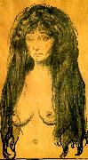 kvinna med rott har och grona Edvard Munch